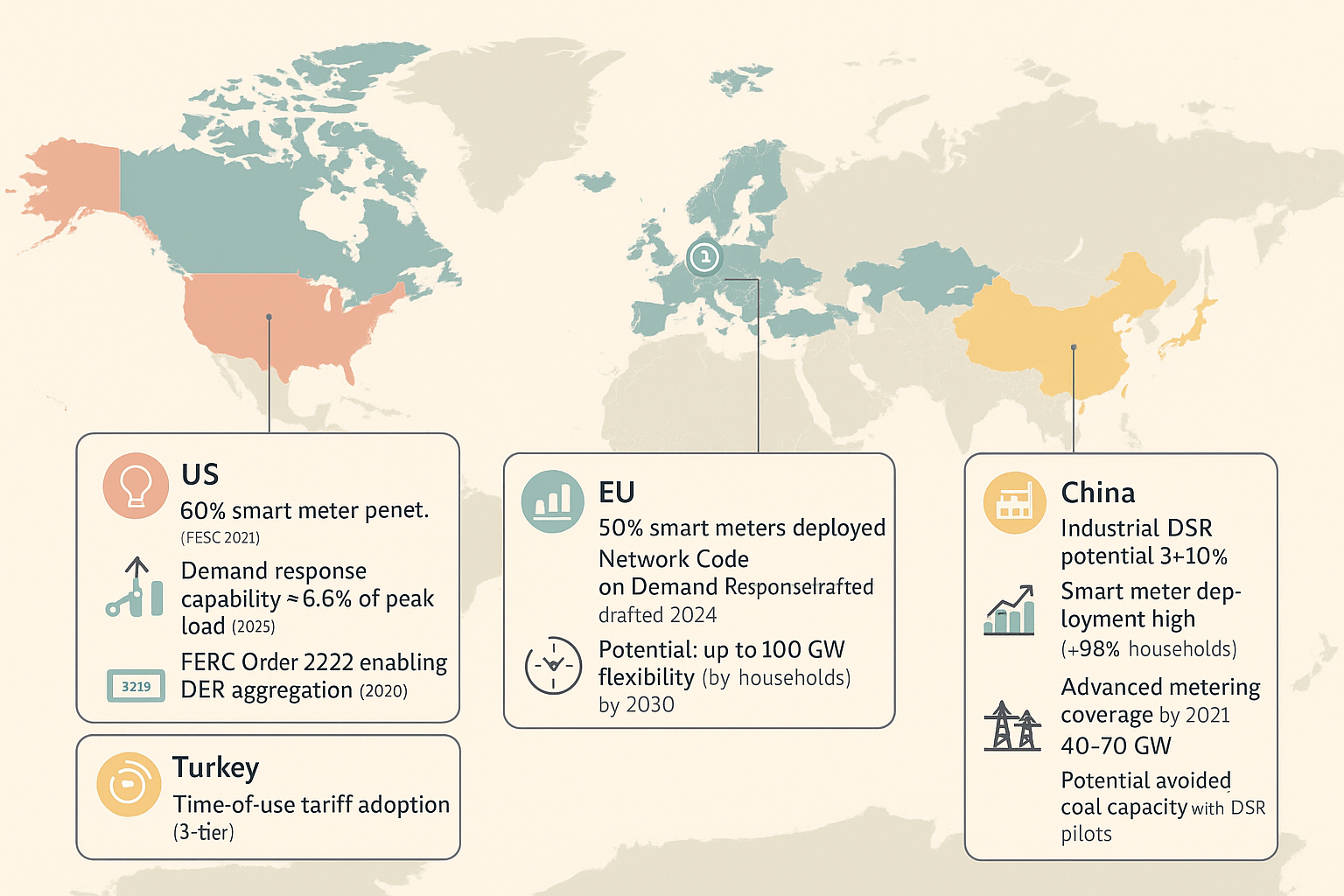 Global demand response benchmarks map